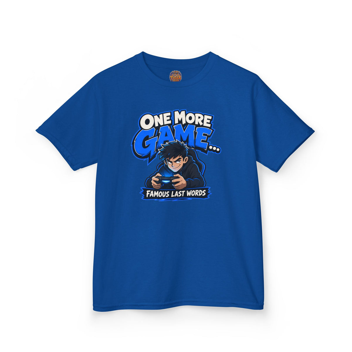 Kids Tee — "One More Game... Famous Last Words" Gaming Graphic Shirt