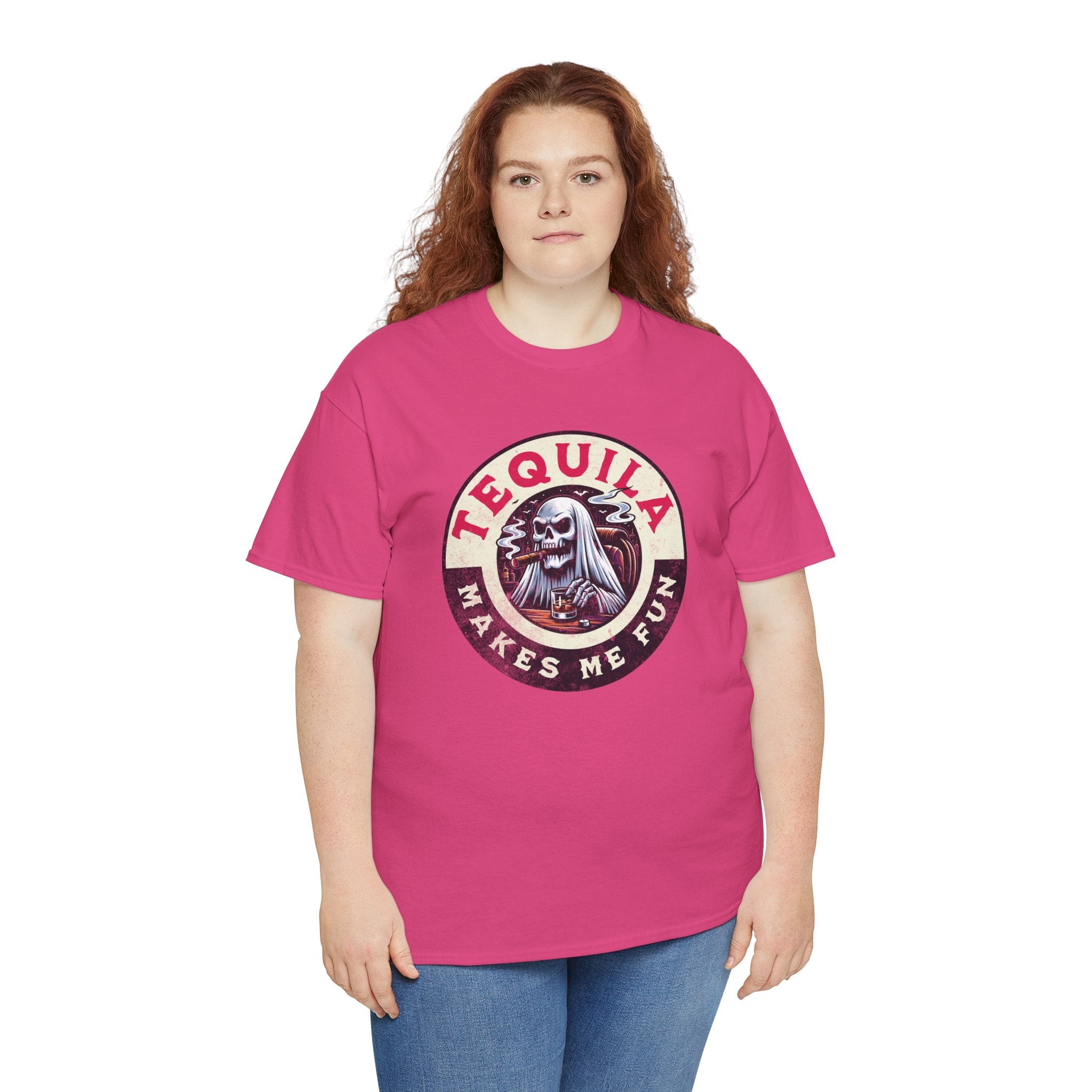 Tequila Makes Me Fun T-Shirt – Funny Party Graphic Tee with Skull &amp; Bottle Design