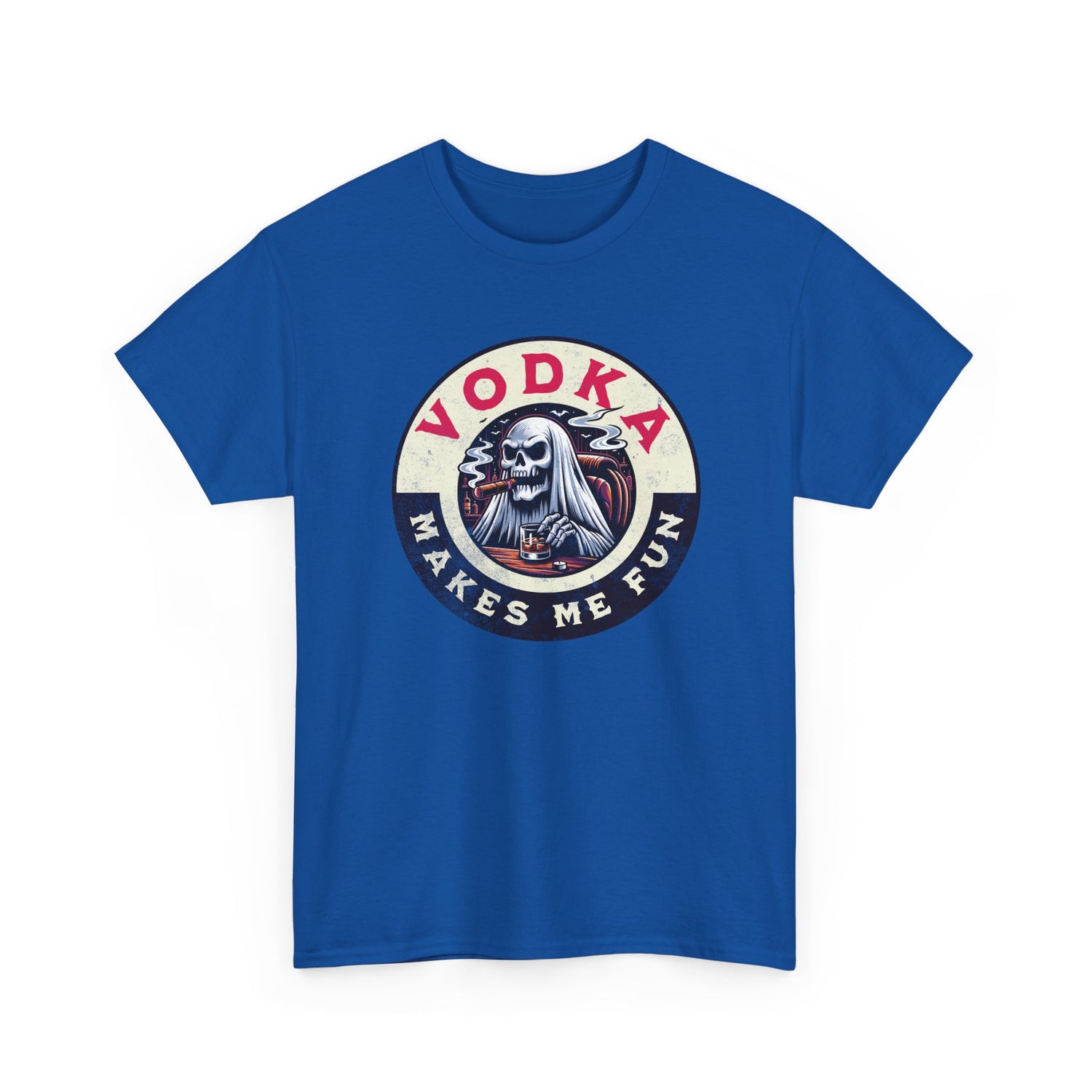 Vodka Makes Me Fun T-Shirt - Retro Skull Drinking Graphic Tee