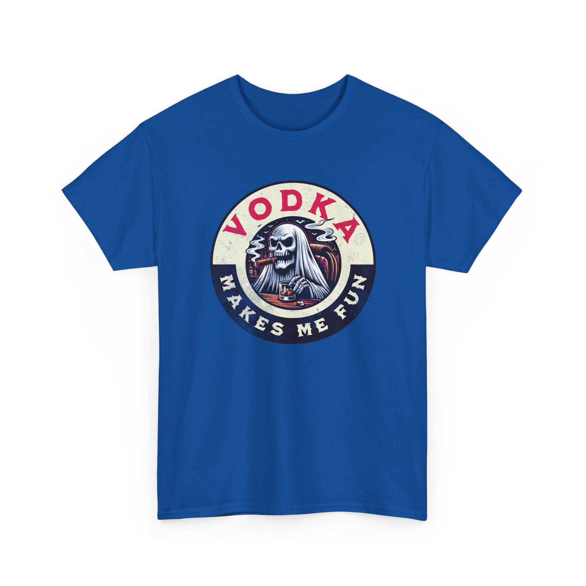 Vodka Makes Me Fun T-Shirt - Retro Skull Drinking Graphic Tee