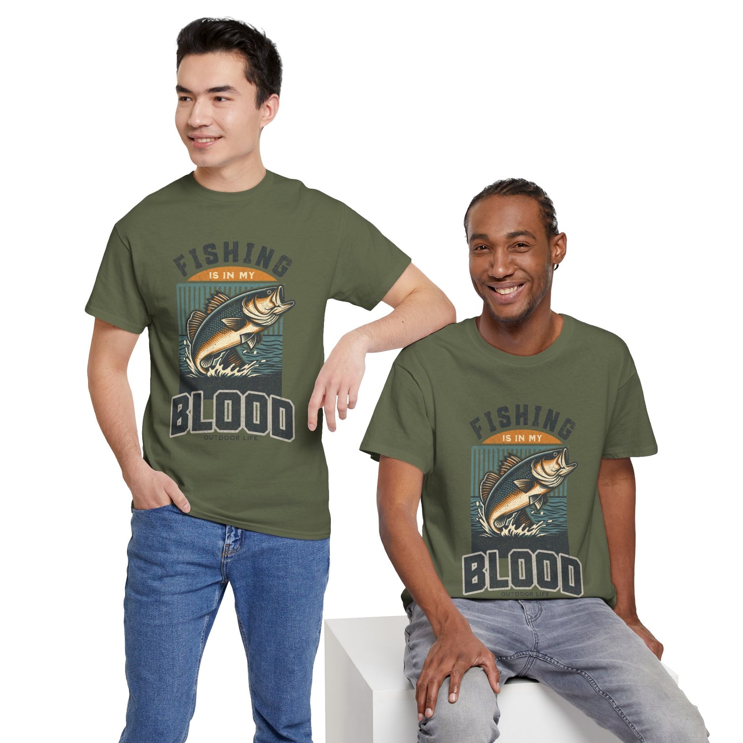 Fishing Is My Blood T-Shirt — Retro Bass Graphic Tee for Anglers