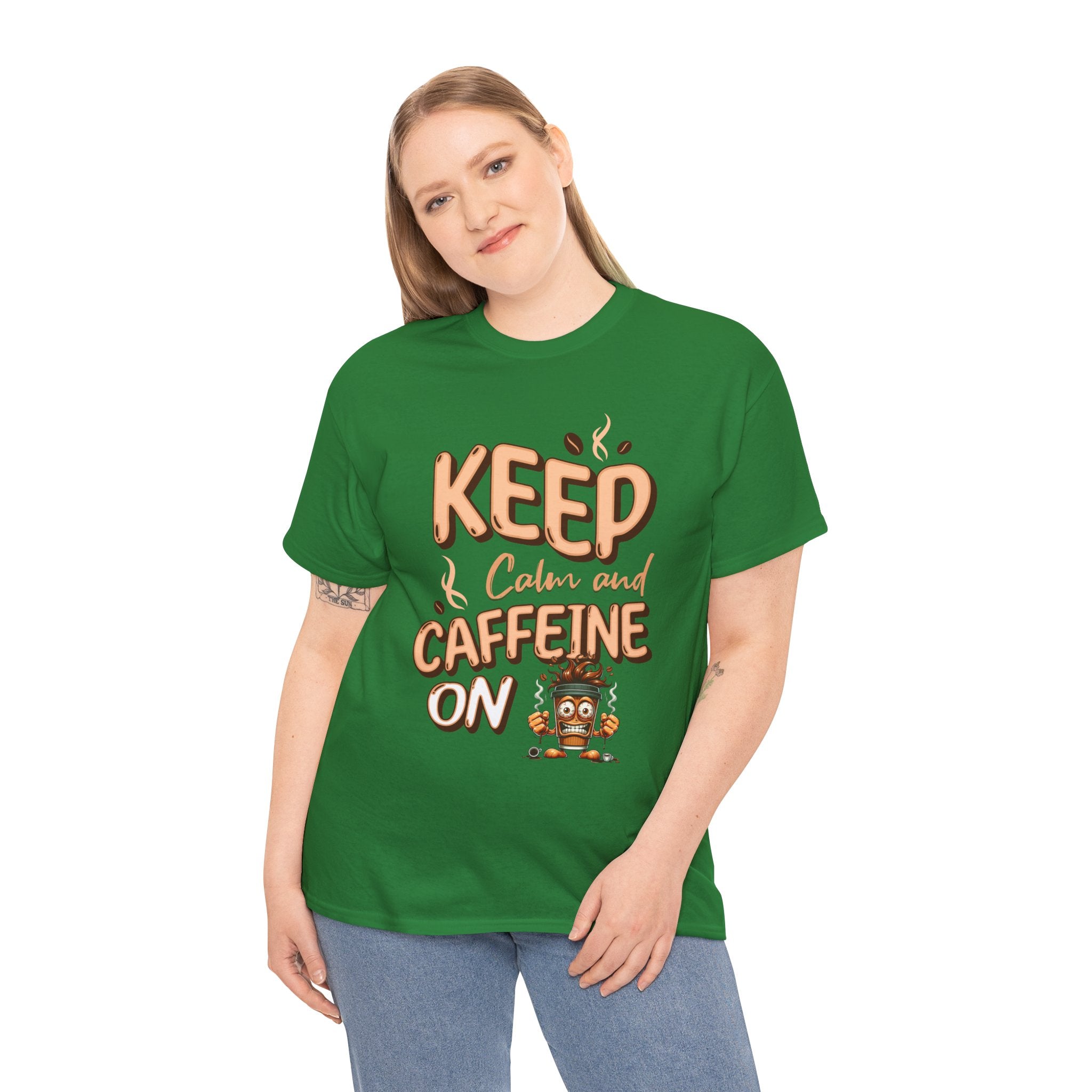 Keep Calm And Caffeine On – Funny Coffee Lover T-Shirt