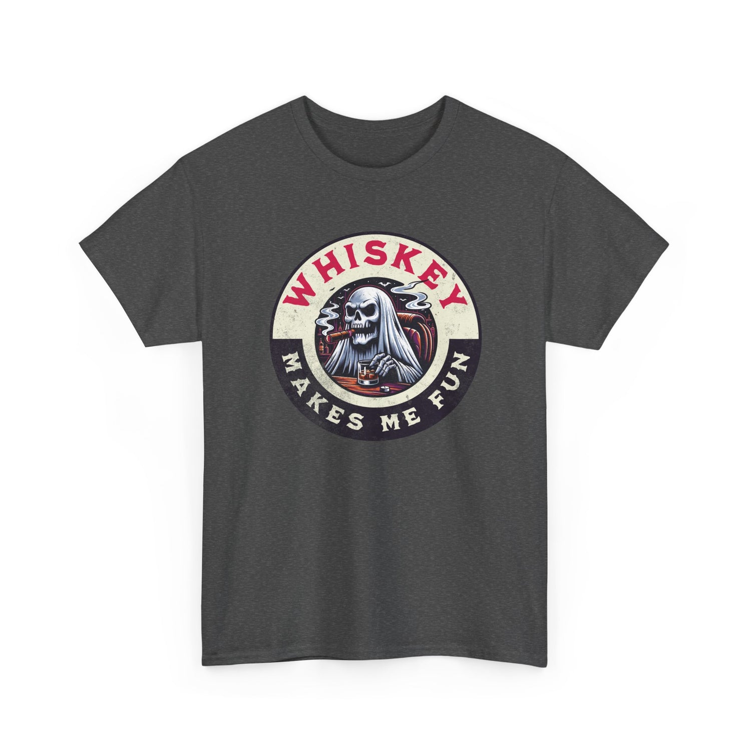 Whiskey Makes Me Fun T-Shirt — Vintage Skull Whiskey Graphic Tee