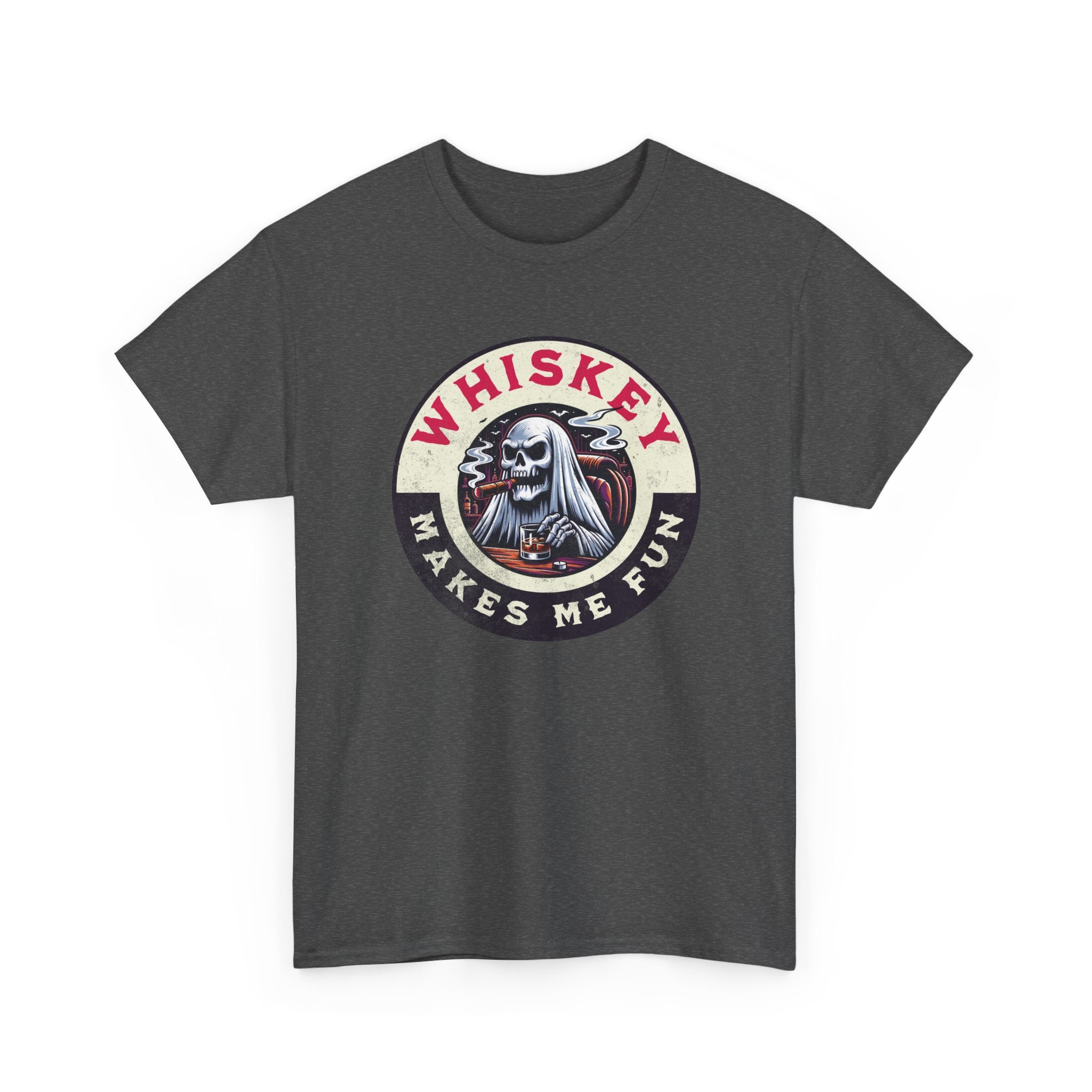 Whiskey Makes Me Fun T-Shirt — Vintage Skull Whiskey Graphic Tee