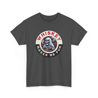 Whiskey Makes Me Fun T-Shirt — Vintage Skull Whiskey Graphic Tee
