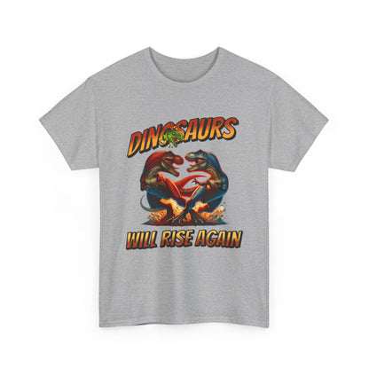 Dinosaur Graphic Tee – "Dinosaurs Will Rise Again" Retro Jurassic T‑Shirt