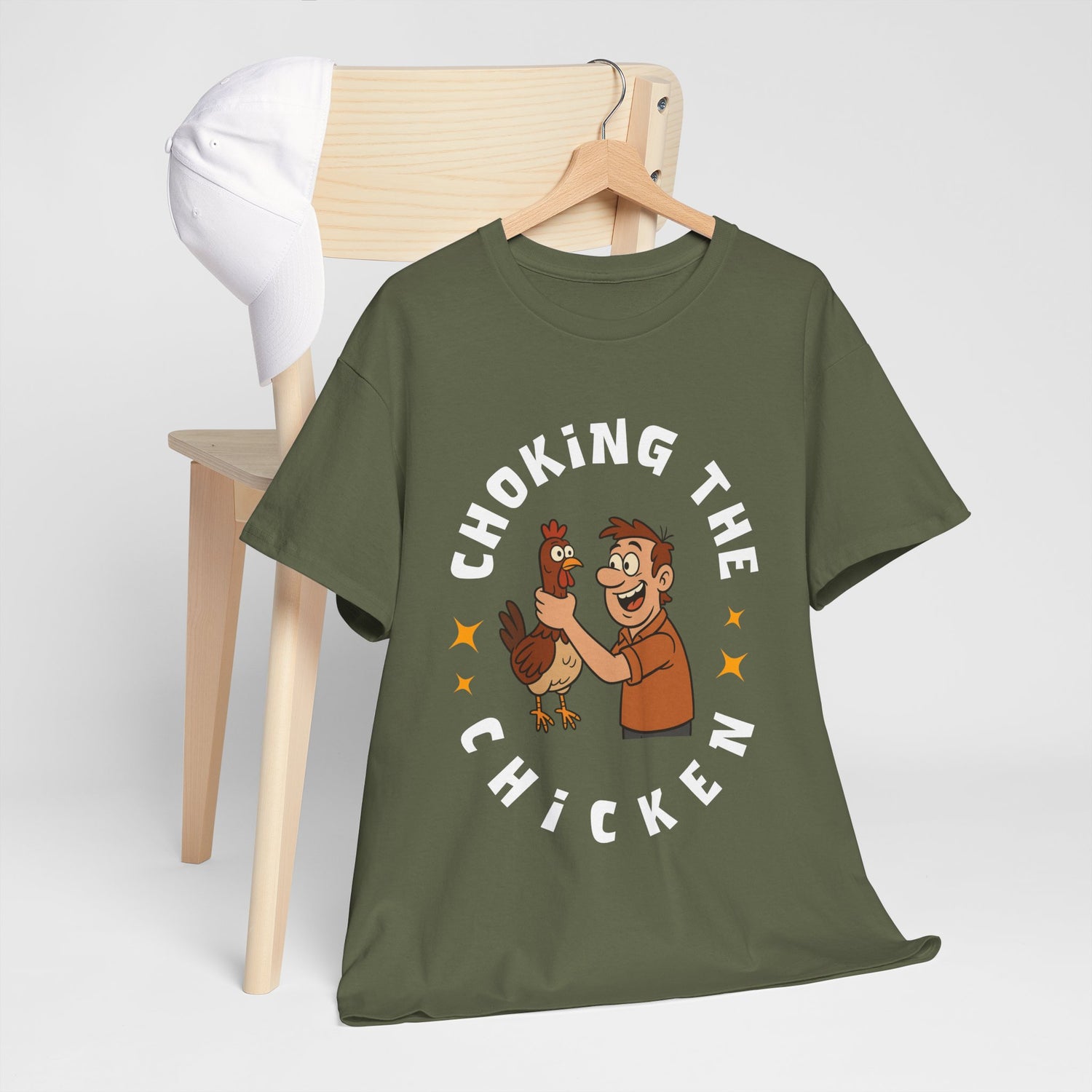 Choking the Chicken T-Shirt — Funny Retro Chicken Holding Graphic Tee