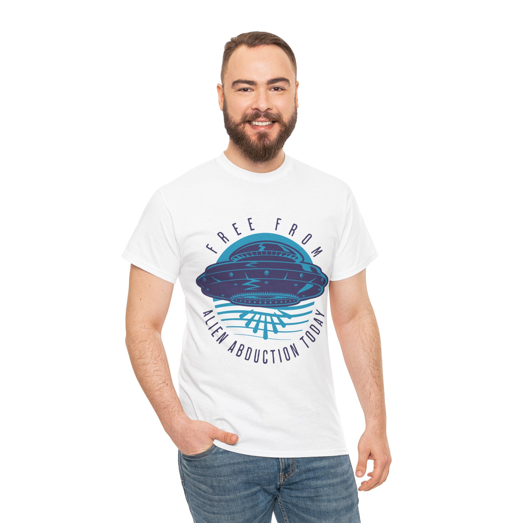 Alien Abduction Tee — "Free From Alien Abduction Today" UFO Graphic Shirt