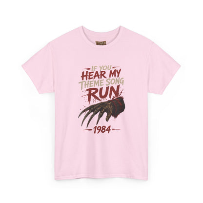 Horror Movie Tee — "If You Hear My Theme Song Run" Freddy Graphic T-Shirt
