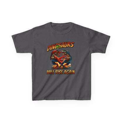 Kids Tee — "Dinosaurs Will Rise Again" Retro T-Rex Graphic