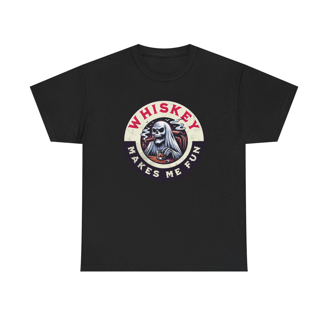 Whiskey Makes Me Fun T-Shirt — Vintage Skull Whiskey Graphic Tee