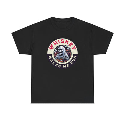 Whiskey Makes Me Fun T-Shirt — Vintage Skull Whiskey Graphic Tee