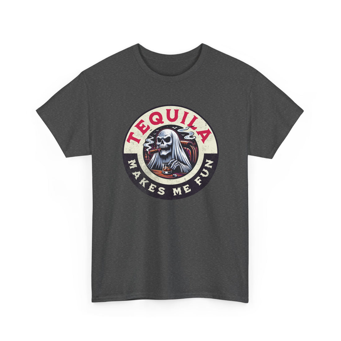 Tequila Makes Me Fun T-Shirt – Funny Party Graphic Tee with Skull &amp; Bottle Design