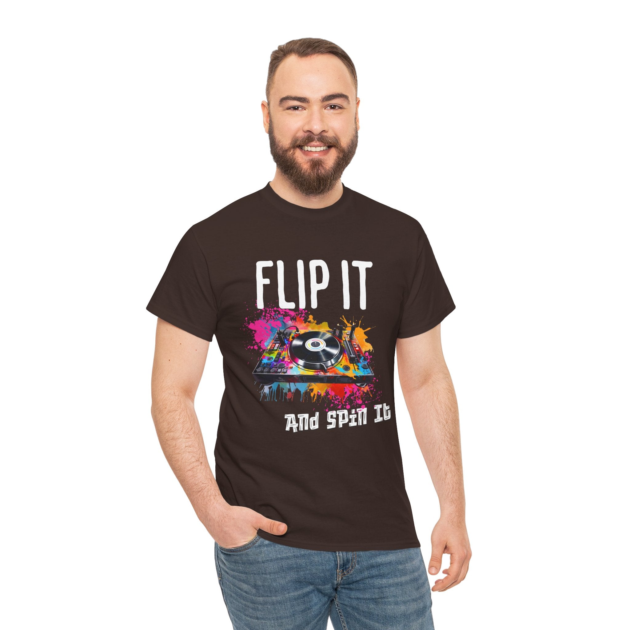 Flip &amp; Spin the Record Unisex Heavy Cotton Tee