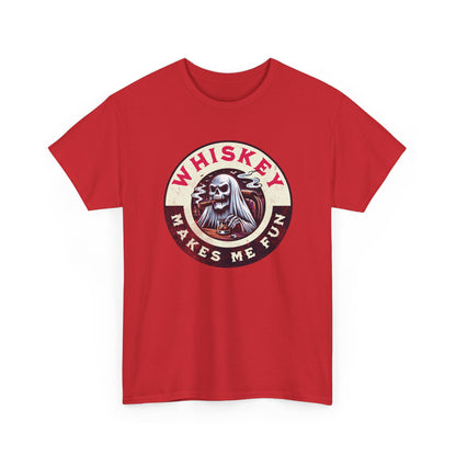 Whiskey Makes Me Fun T-Shirt — Vintage Skull Whiskey Graphic Tee