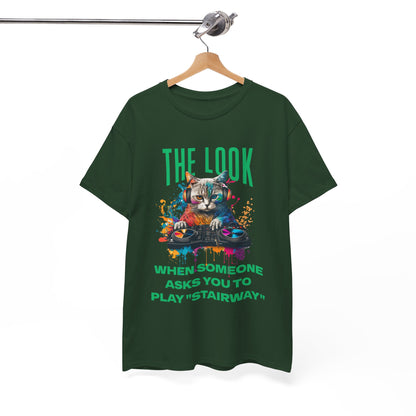 Cat DJ T‑Shirt — “The Look When Someone Asks You to Play ‘Stairway’”