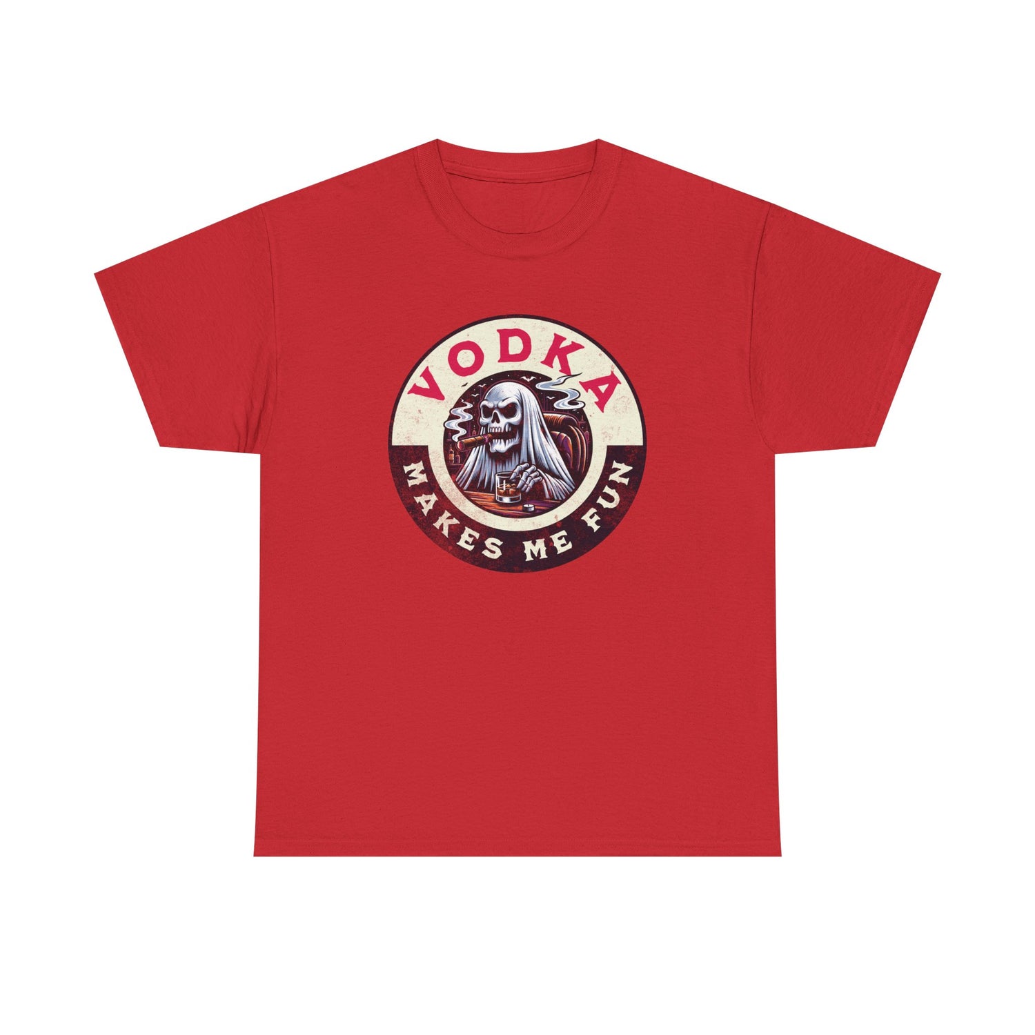 Vodka Makes Me Fun T-Shirt - Retro Skull Drinking Graphic Tee