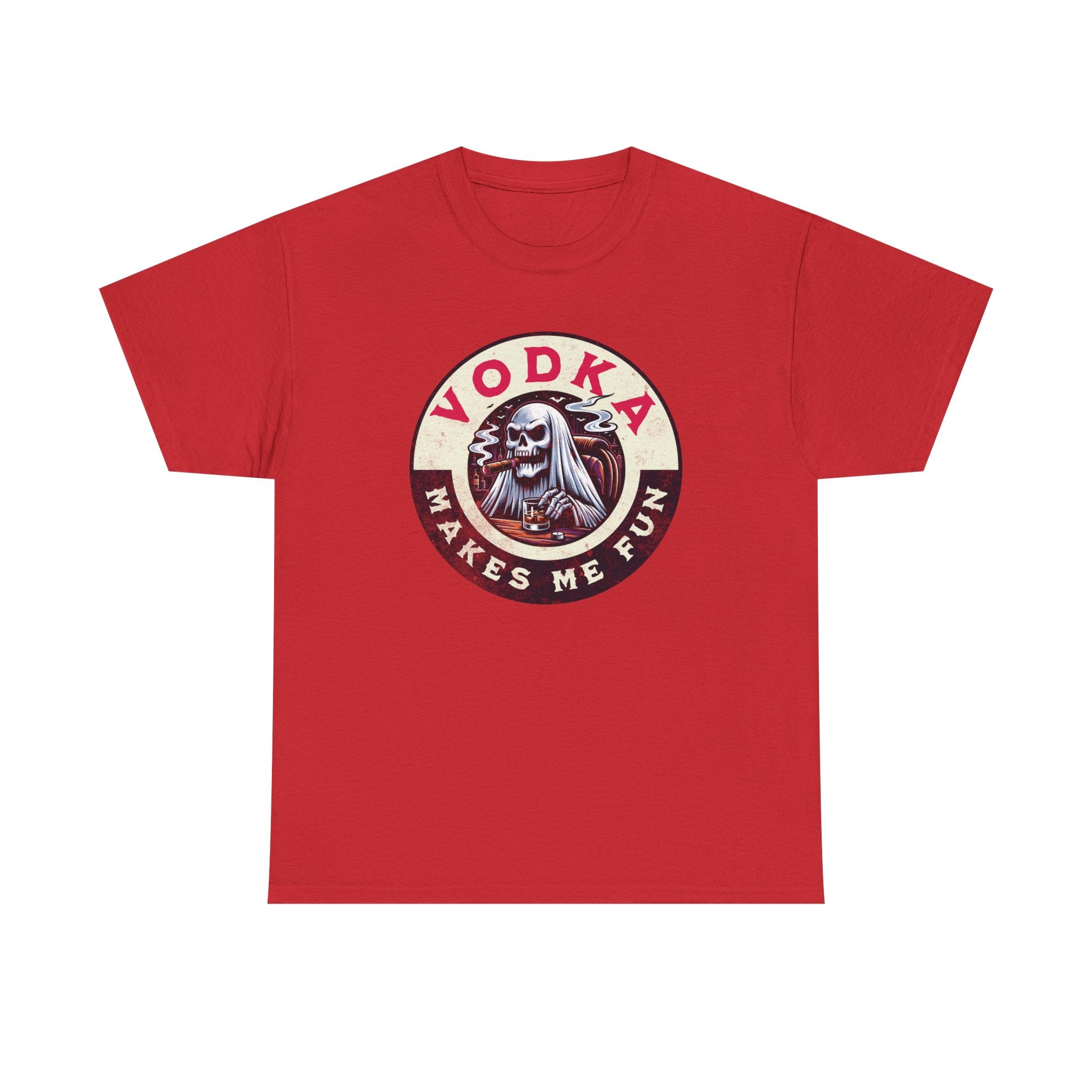 Vodka Makes Me Fun T-Shirt - Retro Skull Drinking Graphic Tee