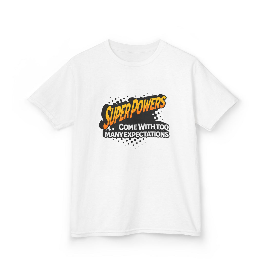 Kids T-Shirt - "Superpowers Come With Too Many Expectations" Comic Graphic Tee