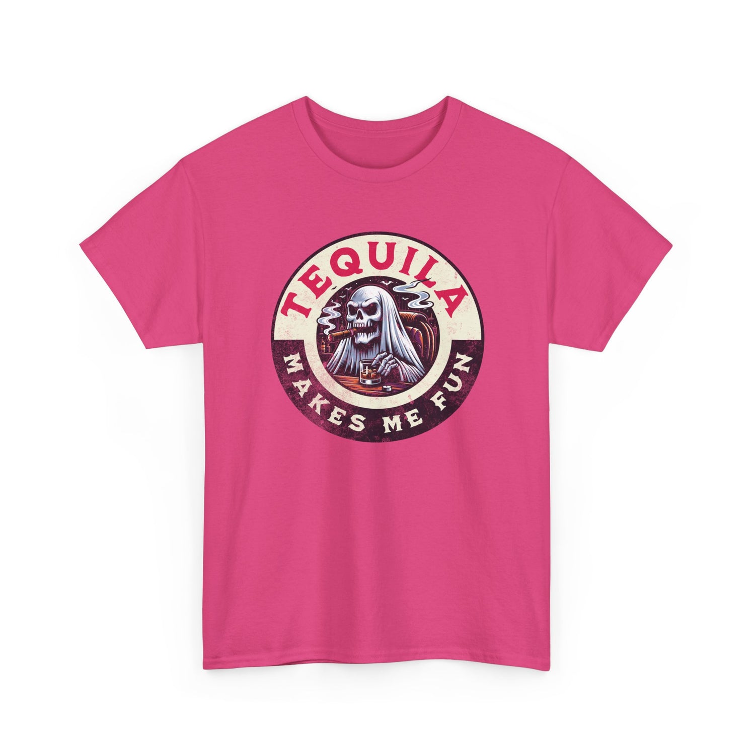 Tequila Makes Me Fun T-Shirt – Funny Party Graphic Tee with Skull &amp; Bottle Design