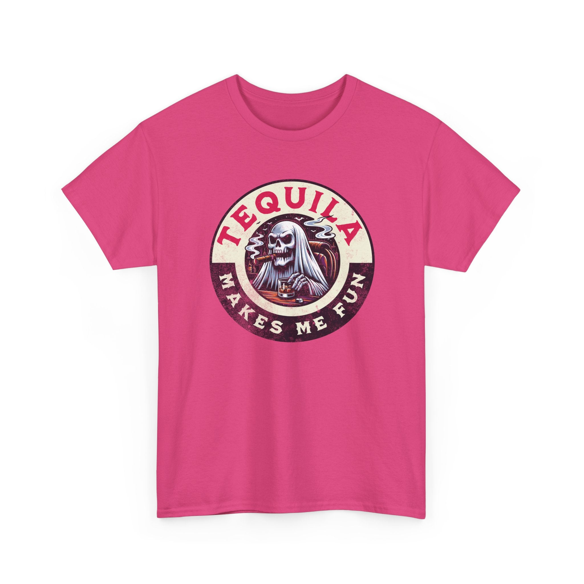 Tequila Makes Me Fun T-Shirt – Funny Party Graphic Tee with Skull &amp; Bottle Design