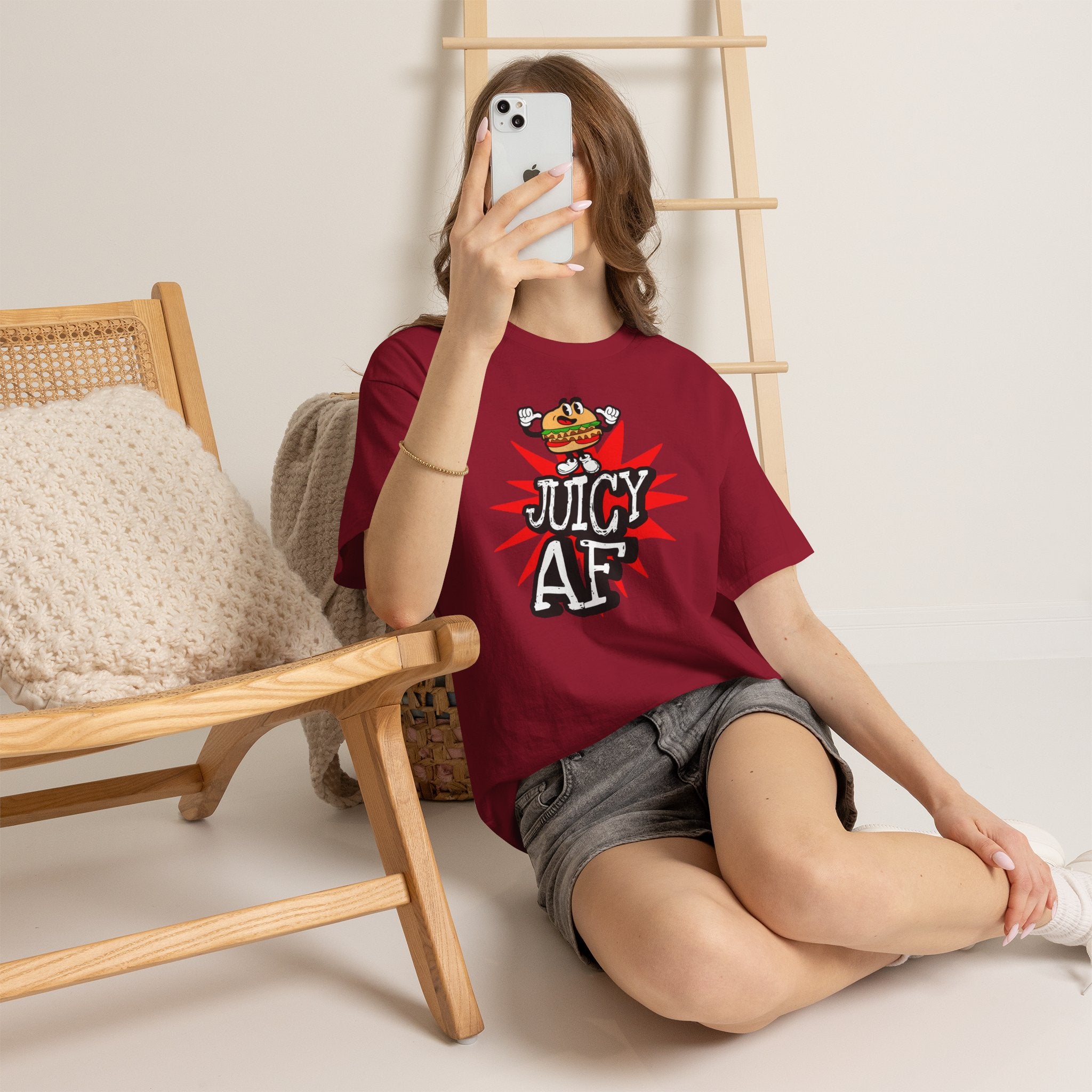 Juicy AF T-Shirt — Retro Cartoon Burger Graphic Tee