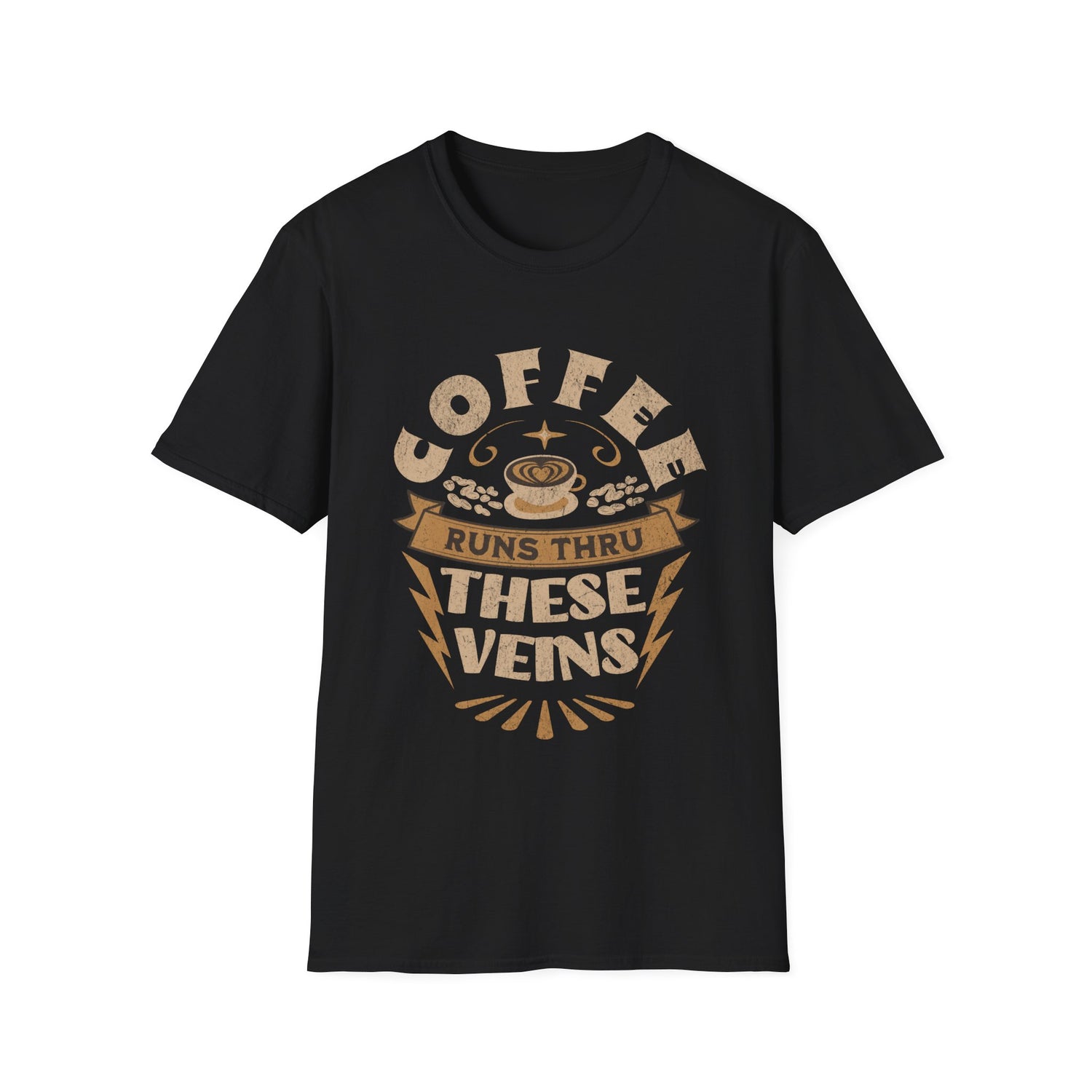 Coffee Runs Thru These Veins Unisex T-Shirt - Black