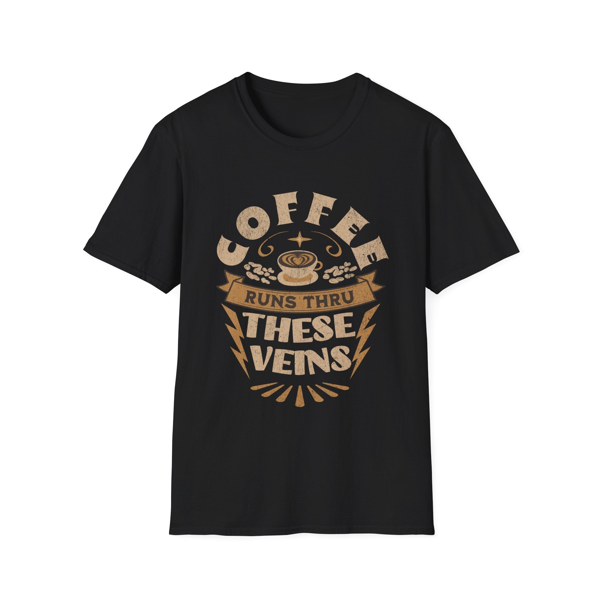 Coffee Runs Thru These Veins Unisex T-Shirt - Black