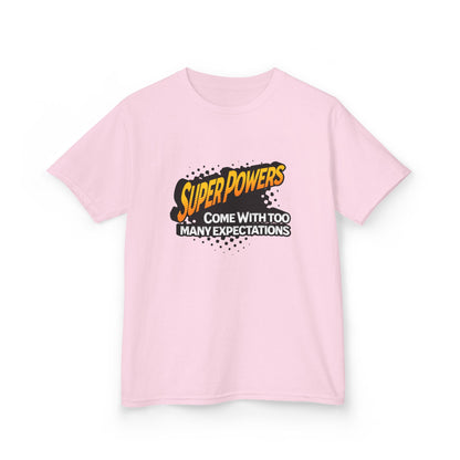 Kids T-Shirt - "Superpowers Come With Too Many Expectations" Comic Graphic Tee