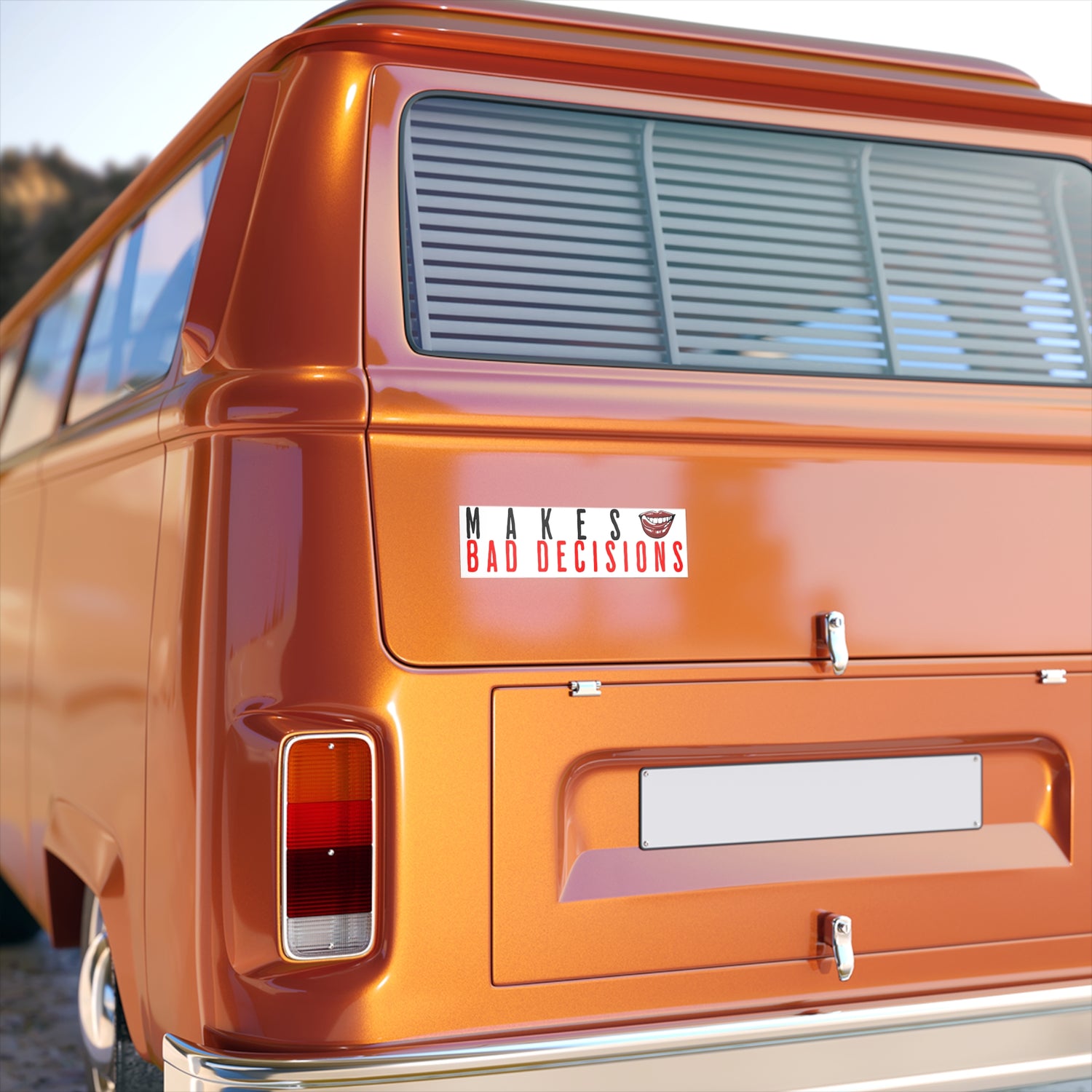 Makes Bad Decisions - Funny Retro Bumper Sticker