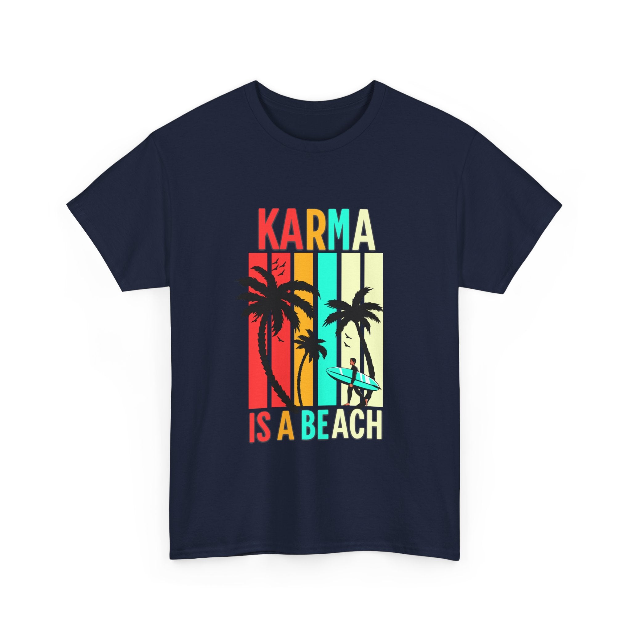 Karma Is A Beach T-Shirt – Vintage Palm Tree Surf Graphic Tee