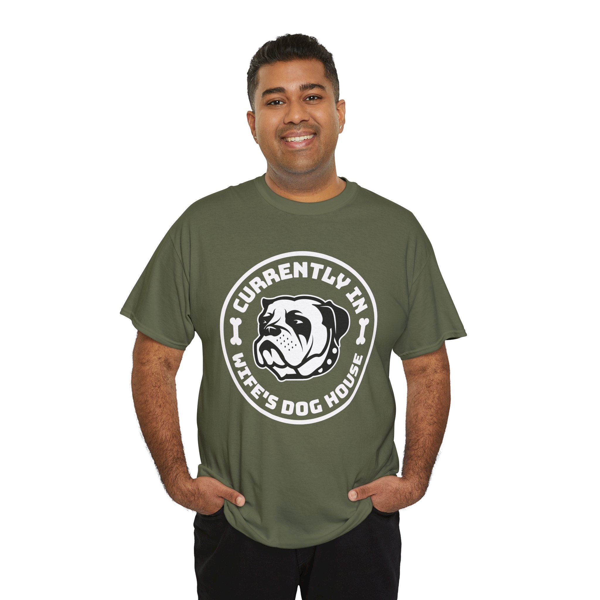 Currently In Wife’s Dog House – Funny Bulldog T-Shirt