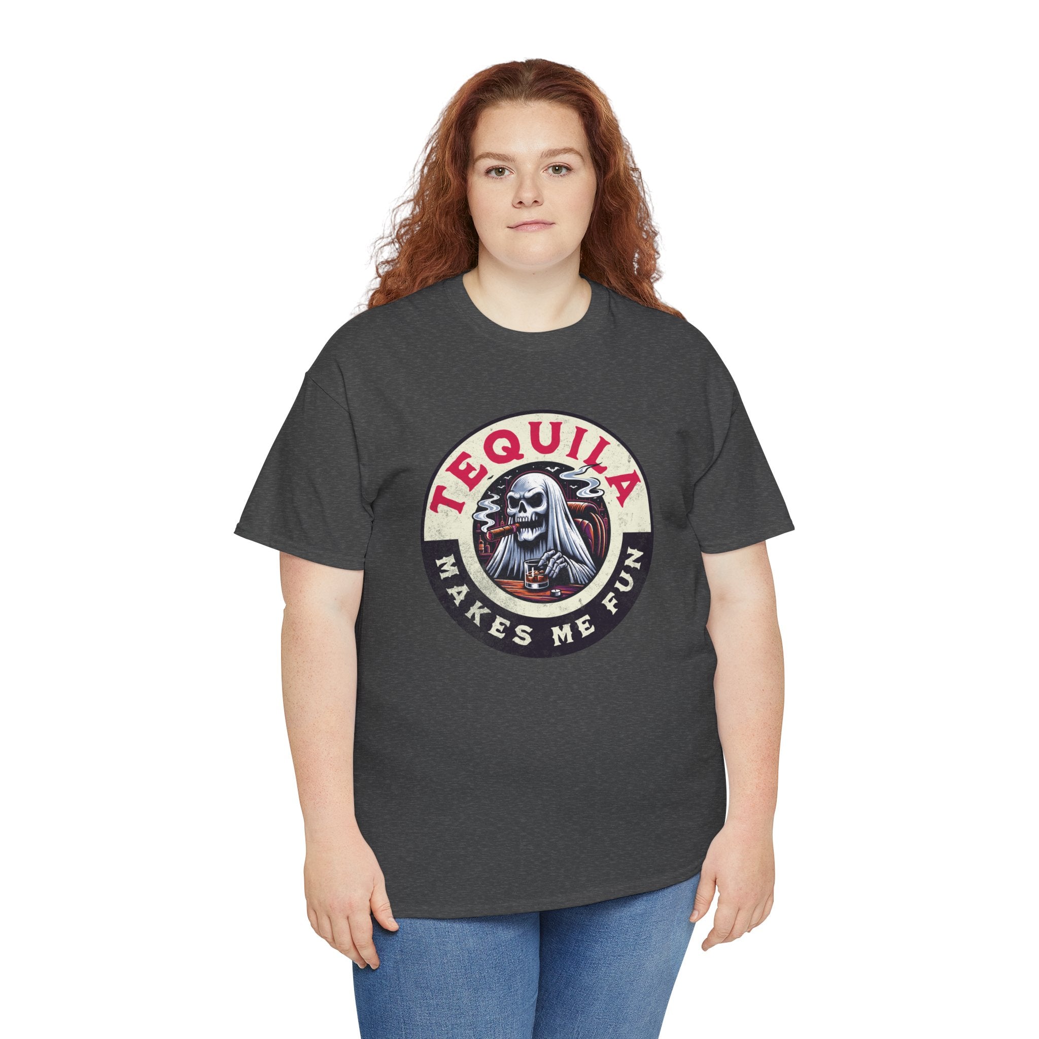 Tequila Makes Me Fun T-Shirt – Funny Party Graphic Tee with Skull &amp; Bottle Design