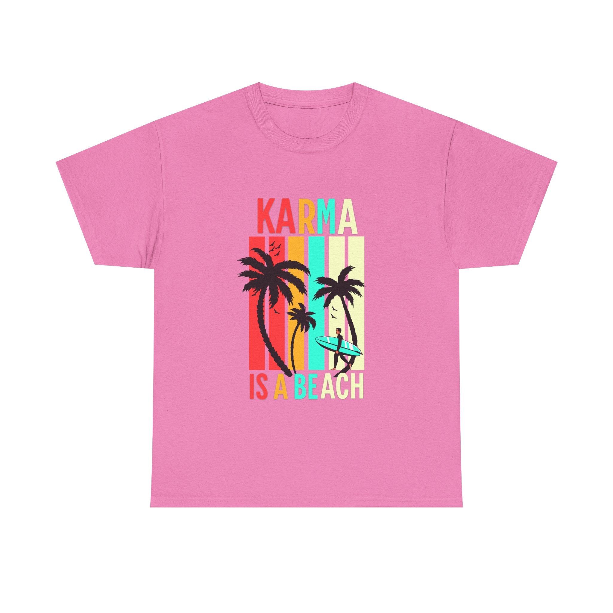Karma Is A Beach T-Shirt – Vintage Palm Tree Surf Graphic Tee