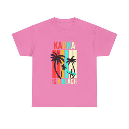 Karma Is A Beach T-Shirt – Vintage Palm Tree Surf Graphic Tee