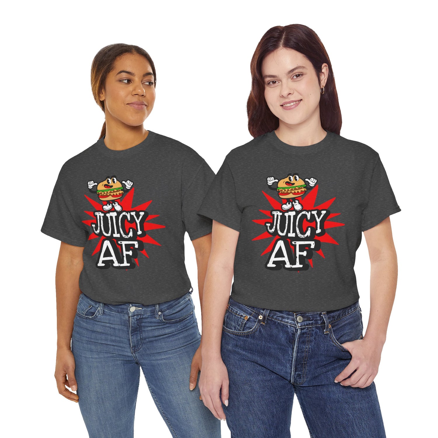 Juicy AF T-Shirt — Retro Cartoon Burger Graphic Tee