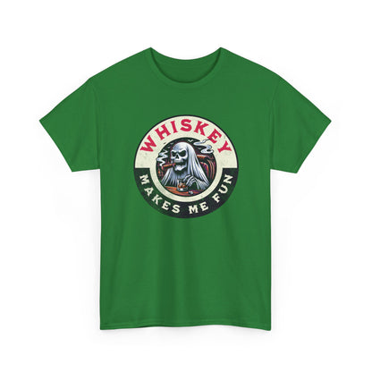 Whiskey Makes Me Fun T-Shirt — Vintage Skull Whiskey Graphic Tee