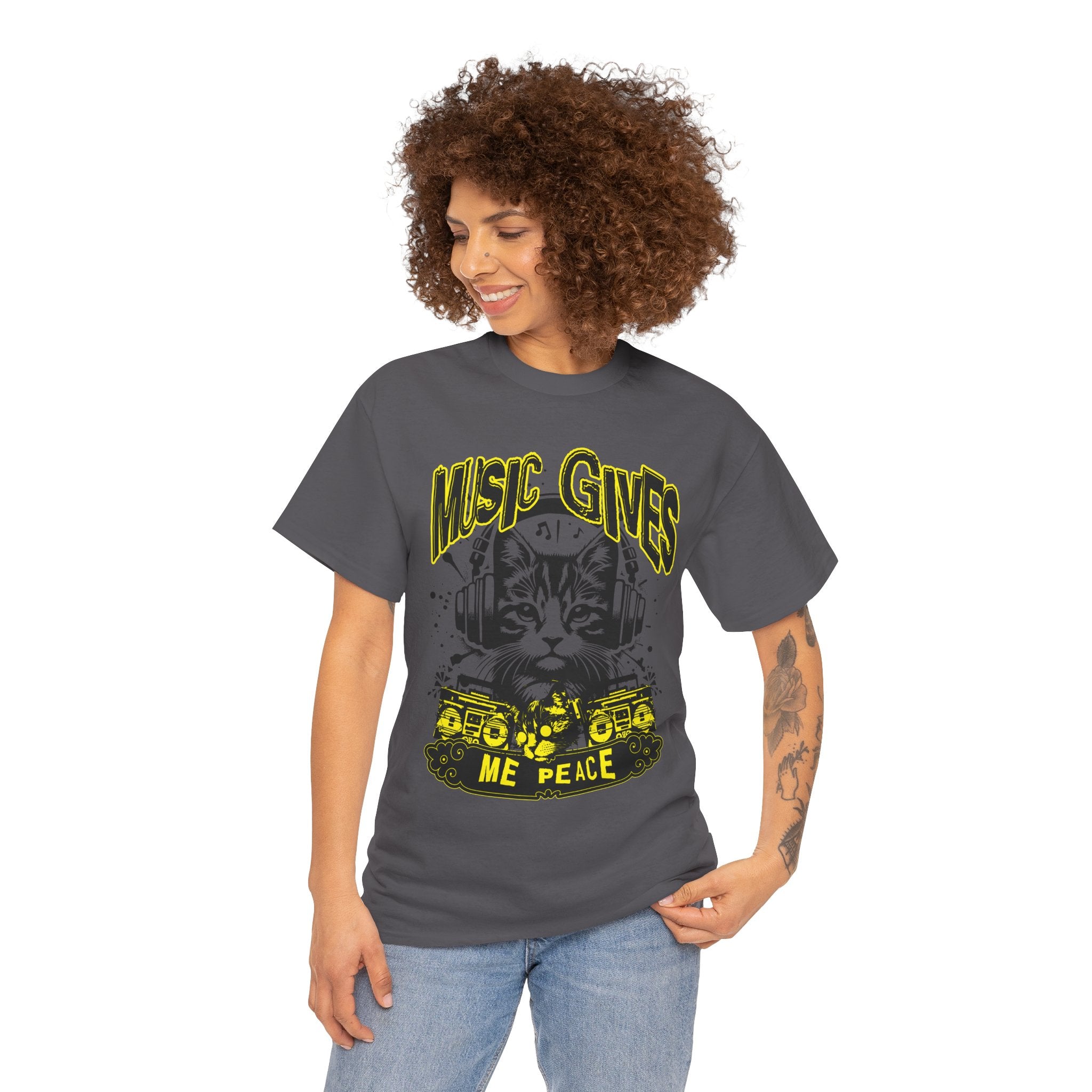 Music Gives Me Peace Cat T-Shirt