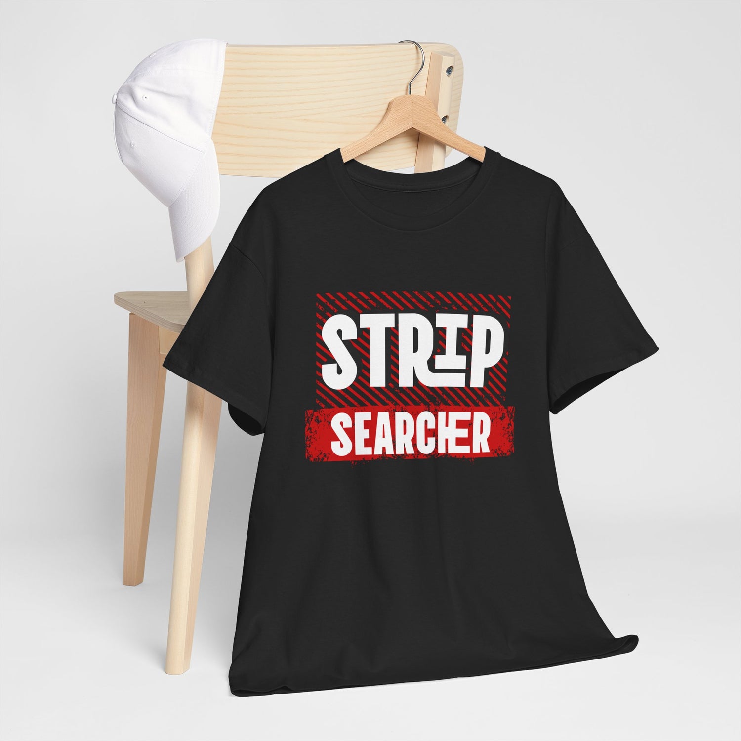 Step Searcher Graphic Tee — Vintage Red Stamped Design