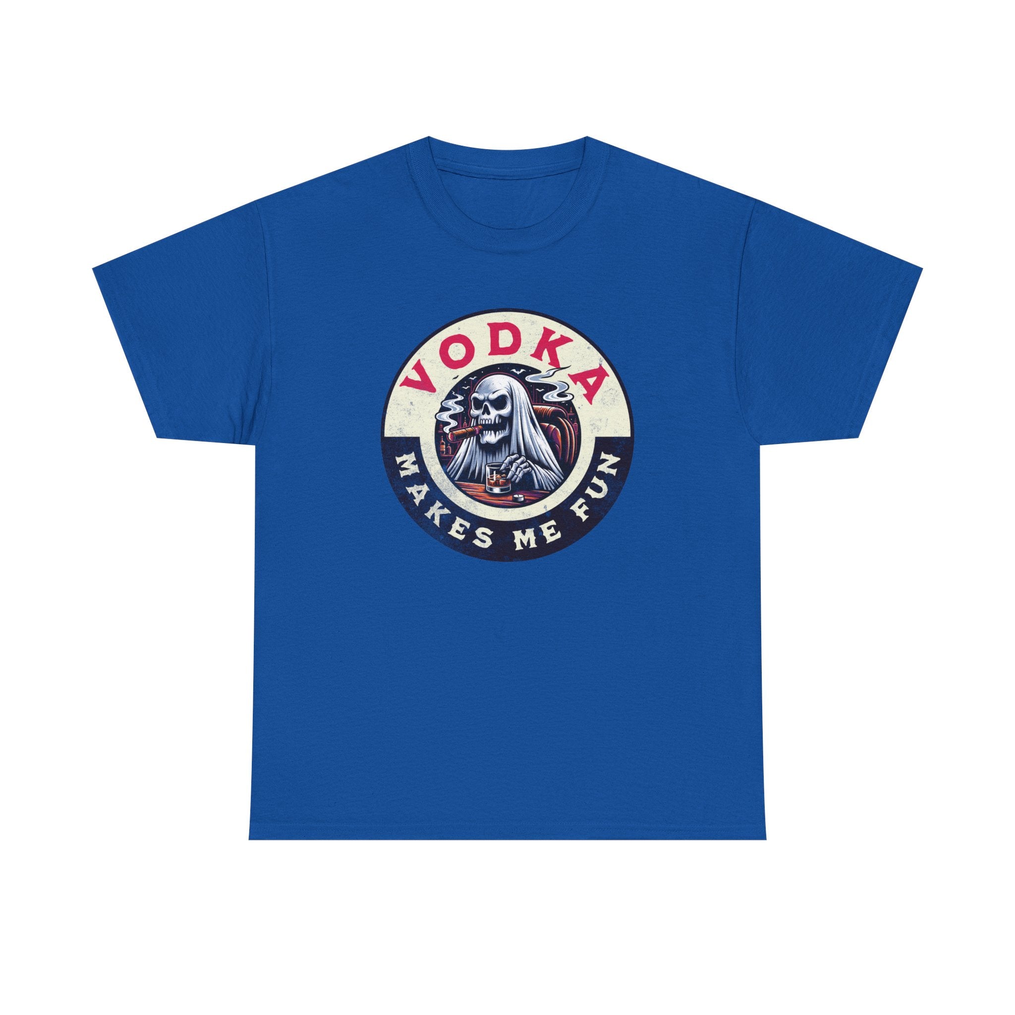 Vodka Makes Me Fun T-Shirt - Retro Skull Drinking Graphic Tee
