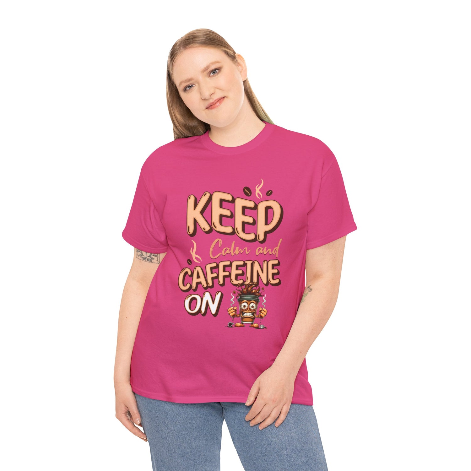 Keep Calm And Caffeine On – Funny Coffee Lover T-Shirt