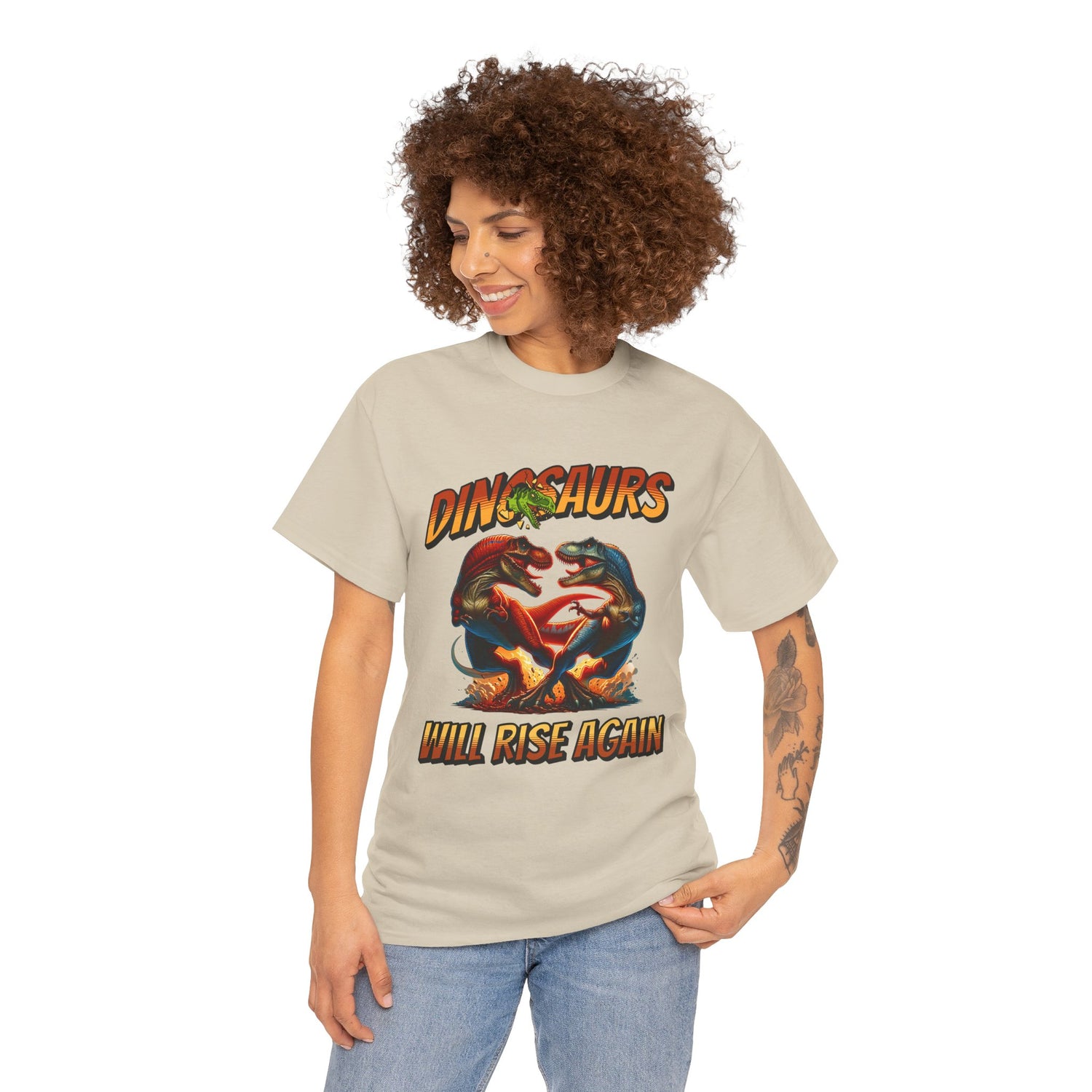 Dinosaur Graphic Tee – "Dinosaurs Will Rise Again" Retro Jurassic T‑Shirt