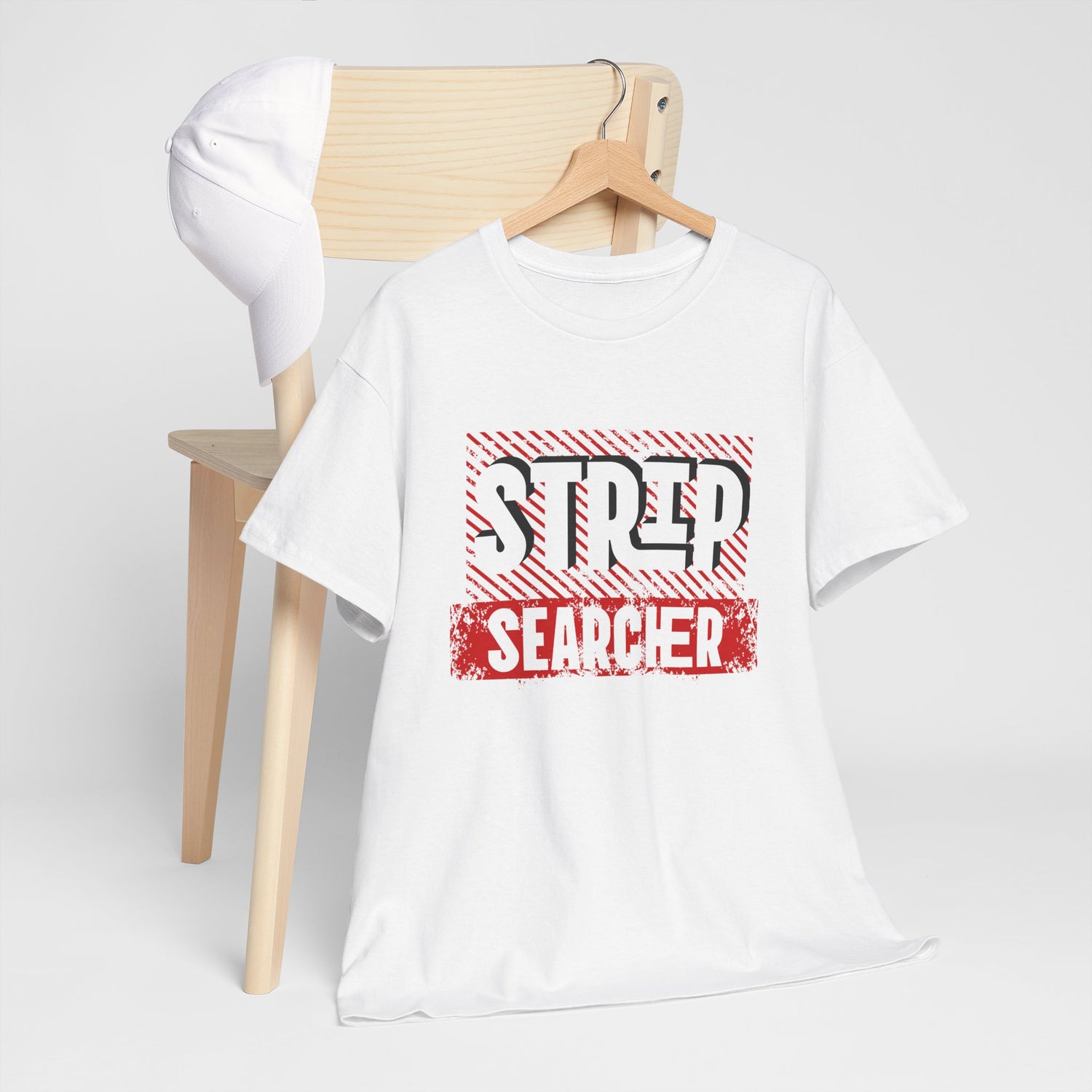 Step Searcher Graphic Tee — Vintage Red Stamped Design