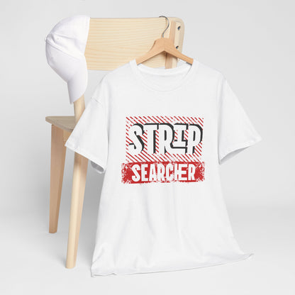 Step Searcher Graphic Tee — Vintage Red Stamped Design
