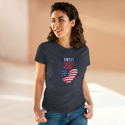 Sweet 250th American Flag Heart T‑Shirt