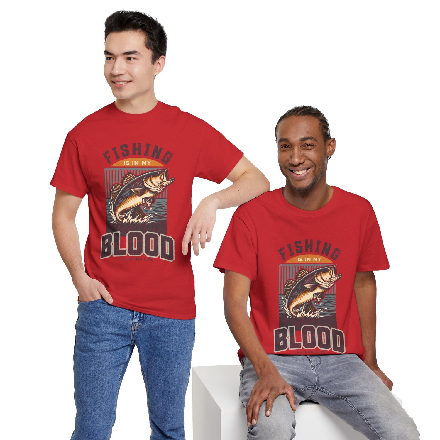 Fishing Is My Blood T-Shirt — Retro Bass Graphic Tee for Anglers
