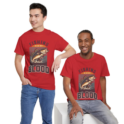 Fishing Is My Blood T-Shirt — Retro Bass Graphic Tee for Anglers