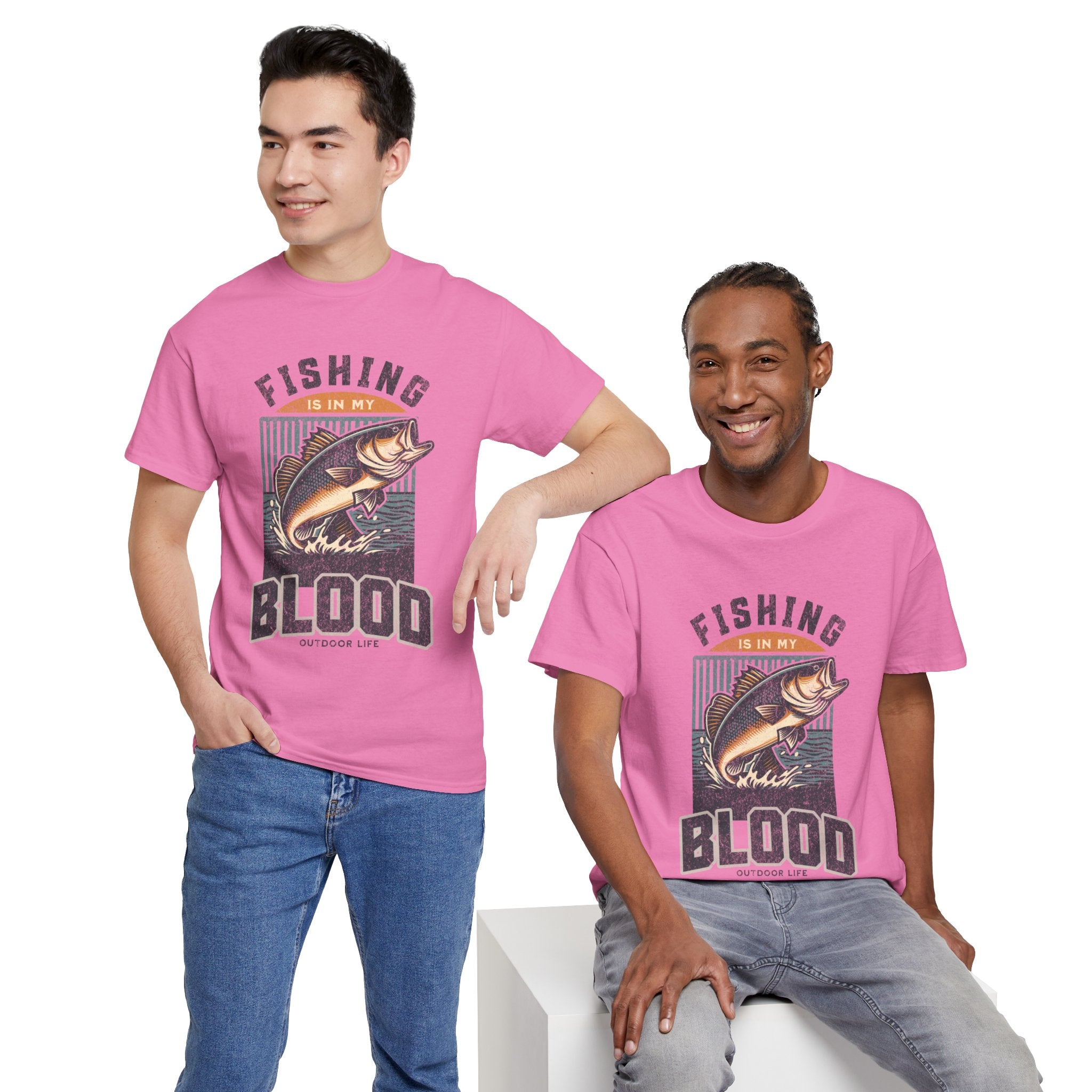 Fishing Is My Blood T-Shirt — Retro Bass Graphic Tee for Anglers