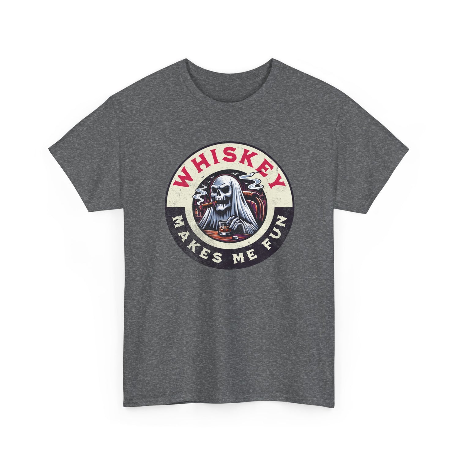 Whiskey Makes Me Fun T-Shirt — Vintage Skull Whiskey Graphic Tee