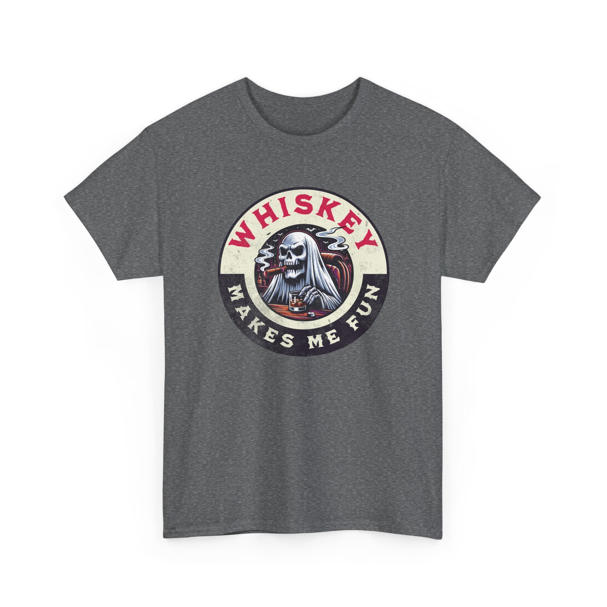 Whiskey Makes Me Fun T-Shirt — Vintage Skull Whiskey Graphic Tee